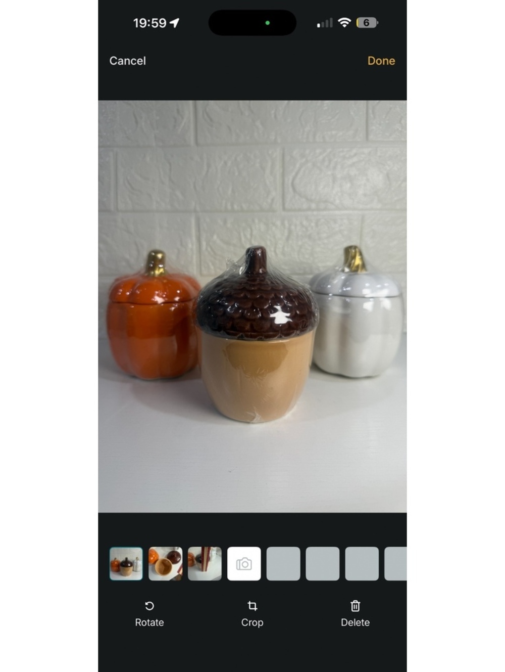 Set of 3 fall jars Acorn, orange and white pumpkin